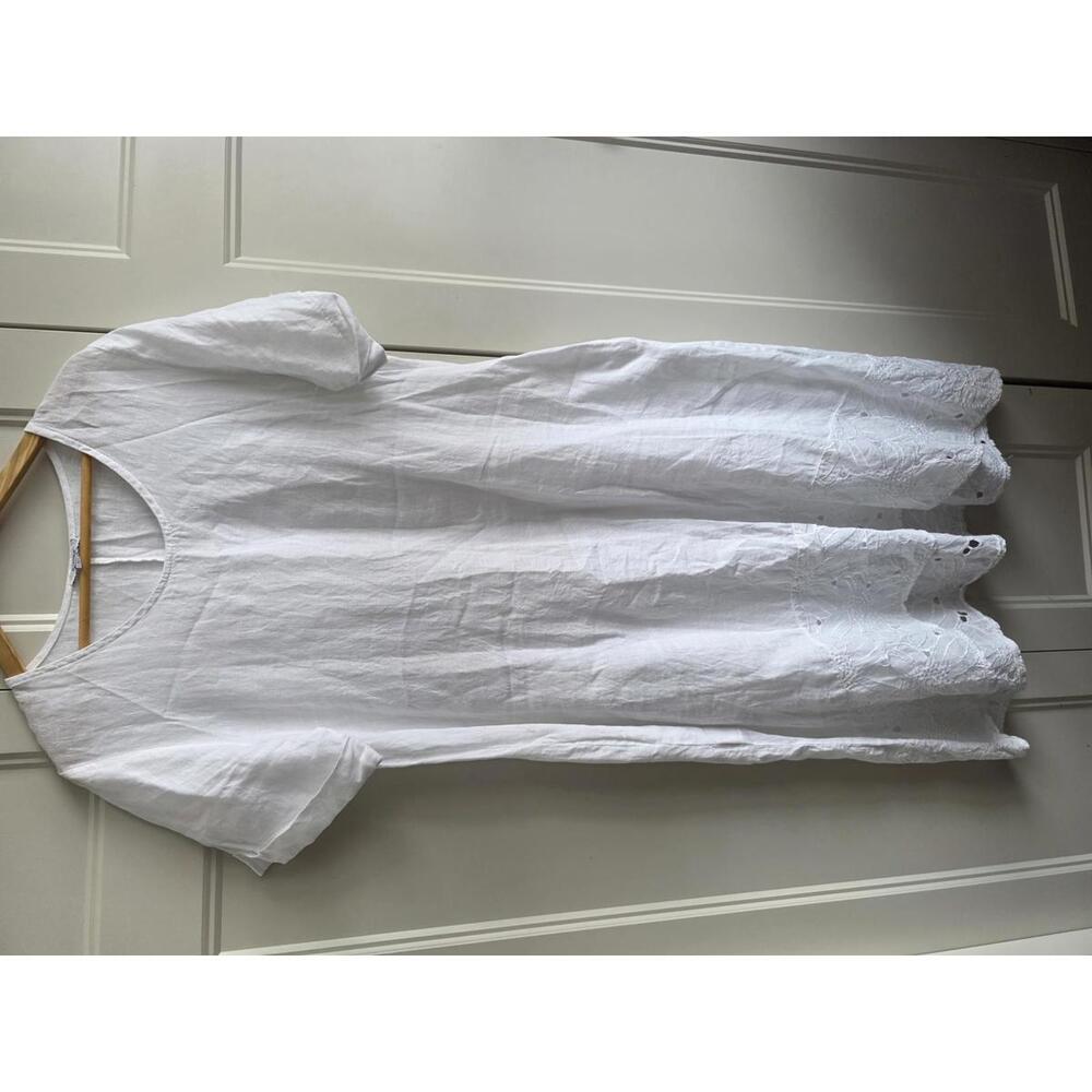 Rosemarine White Linen Dress Size L Made in Italy